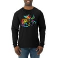 thumbnail image 1 of Wild Bobby, Colorful Rainbow Moose Head Wildlife Animal Lover Mens Long Sleeve Shirt, Black, Small, 1 of 3