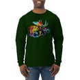 thumbnail image 1 of Wild Bobby, Colorful Rainbow Moose Head Wildlife Animal Lover Mens Long Sleeve Shirt, Forest Green, 3XL, 1 of 3