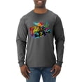 thumbnail image 1 of Wild Bobby, Colorful Rainbow Moose Head Wildlife Animal Lover Mens Long Sleeve Shirt, Heather Black, Medium, 1 of 3