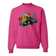 thumbnail image 1 of Wild Bobby, Colorful Rainbow Moose Head Wildlife Animal Lover Unisex Crewneck Graphic Sweatshirt, Fuschia, X-Large, 1 of 3