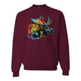 thumbnail image 1 of Wild Bobby, Colorful Rainbow Moose Head Wildlife Animal Lover Unisex Crewneck Graphic Sweatshirt, Maroon, Medium, 1 of 3