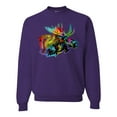 thumbnail image 1 of Wild Bobby, Colorful Rainbow Moose Head Wildlife Animal Lover Unisex Crewneck Graphic Sweatshirt, Purple, Medium, 1 of 3