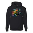 thumbnail image 1 of Wild Bobby, Colorful Rainbow Moose Head Wildlife Animal Lover Unisex Graphic Hoodie Sweatshirt, Black, Small, 1 of 3