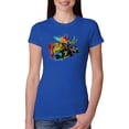 thumbnail image 1 of Wild Bobby, Colorful Rainbow Moose Head Wildlife Animal Lover Womens Slim Fit Junior Tee, Royal, Medium, 1 of 3