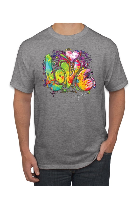 , Colorful Rainbow Paint Love Streetwear Men's Graphic T-Shirt, Heather Grey, 4XL