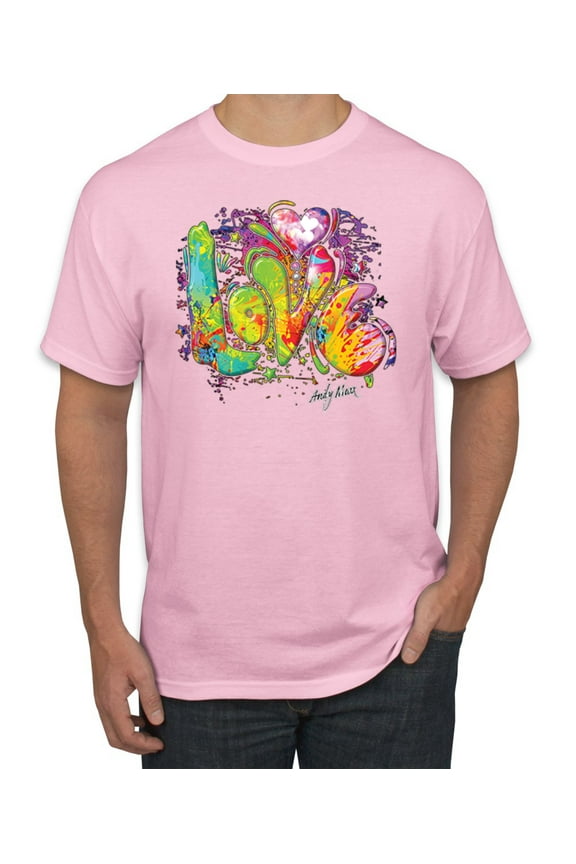 , Colorful Rainbow Paint Love Streetwear Men's Graphic T-Shirt, Light Pink, X-Large