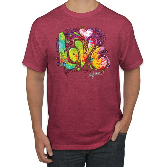 Wild Bobby, Colorful Rainbow Paint Love Streetwear Men's Graphic T-Shirt, Vintage Heather Red, X-Large