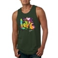 thumbnail image 1 of Wild Bobby, Colorful Rainbow Paint Love Streetwear Mens Graphic Tank Top, Forest Green, Large, 1 of 3