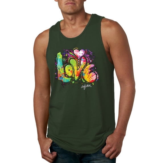 Wild Bobby, Colorful Rainbow Paint Love Streetwear Mens Graphic Tank Top, Forest Green, Large