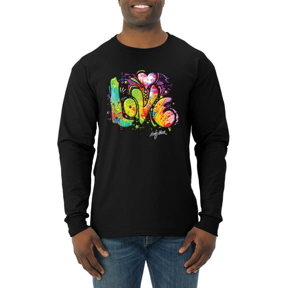 Wild Bobby, Colorful Rainbow Paint Love Streetwear Mens Long Sleeve Shirt, Black, Small