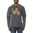 thumbnail image 1 of Wild Bobby, Colorful Rainbow Paint Love Streetwear Mens Long Sleeve Shirt, Charcoal, Medium, 1 of 3