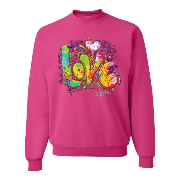 Wild Bobby, Colorful Rainbow Paint Love Streetwear Unisex Crewneck Graphic Sweatshirt, Fuschia, Small