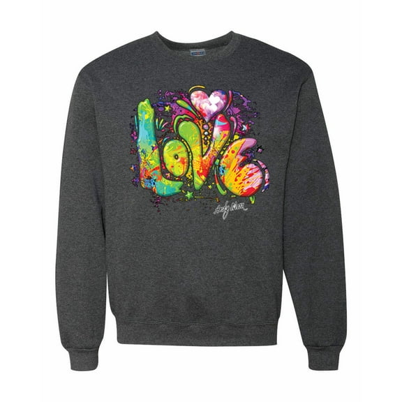 Wild Bobby, Colorful Rainbow Paint Love Streetwear Unisex Crewneck Graphic Sweatshirt, Heather Black, Medium