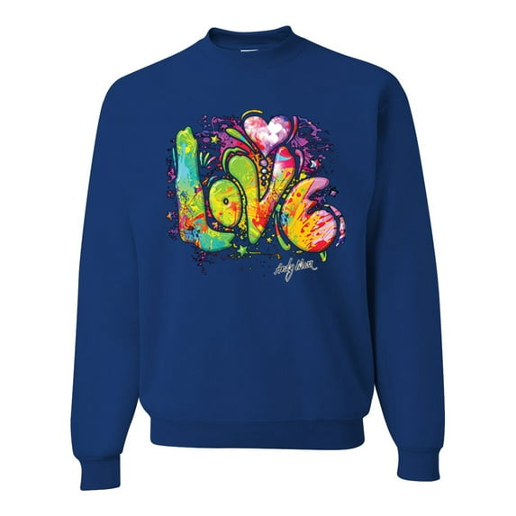 Wild Bobby, Colorful Rainbow Paint Love Streetwear Unisex Crewneck Graphic Sweatshirt, Royal, X-Large