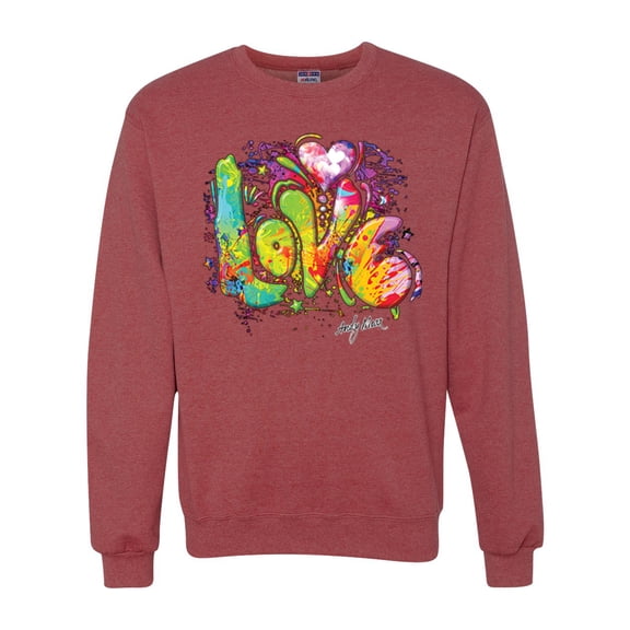 Wild Bobby, Colorful Rainbow Paint Love Streetwear Unisex Crewneck Graphic Sweatshirt, Vintage Heather Red, 3XL