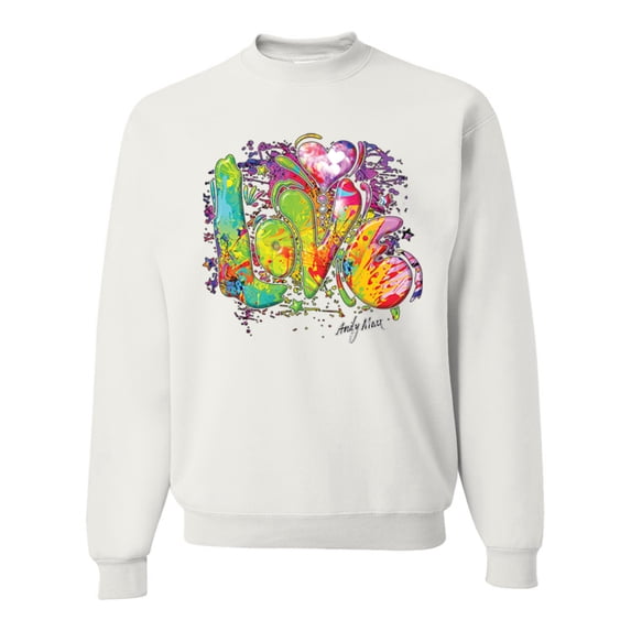 Wild Bobby, Colorful Rainbow Paint Love Streetwear Unisex Crewneck Graphic Sweatshirt, White, 3XL