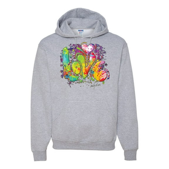 Wild Bobby, Colorful Rainbow Paint Love Streetwear Unisex Graphic Hoodie Sweatshirt, Heather Grey, Medium