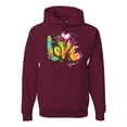 thumbnail image 1 of Wild Bobby, Colorful Rainbow Paint Love Streetwear Unisex Graphic Hoodie Sweatshirt, Maroon, Small, 1 of 3