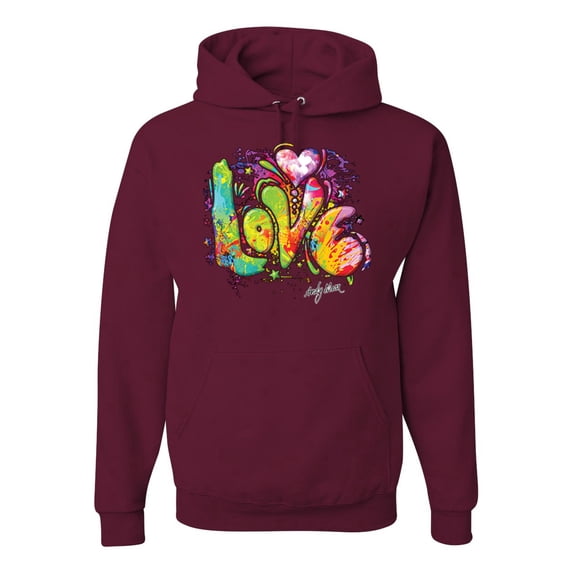 Wild Bobby, Colorful Rainbow Paint Love Streetwear Unisex Graphic Hoodie Sweatshirt, Maroon, Small