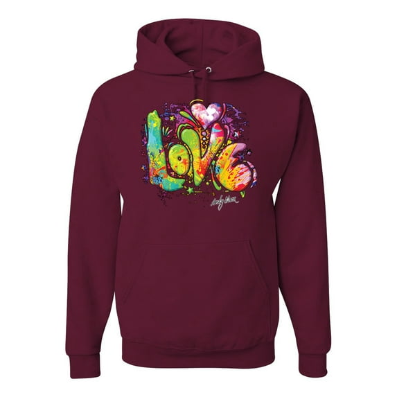 Wild Bobby, Colorful Rainbow Paint Love Streetwear Unisex Graphic Hoodie Sweatshirt, Maroon, X-Large