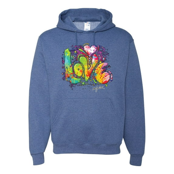 Wild Bobby, Colorful Rainbow Paint Love Streetwear Unisex Graphic Hoodie Sweatshirt, Vintage Heather Blue, Small
