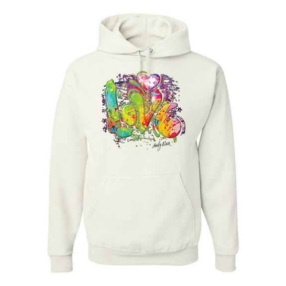 Wild Bobby, Colorful Rainbow Paint Love Streetwear Unisex Graphic Hoodie Sweatshirt, White, 2XL