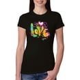 thumbnail image 1 of Wild Bobby, Colorful Rainbow Paint Love Streetwear Womens Slim Fit Junior Tee, Black, X-Large, 1 of 3