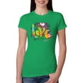 thumbnail image 1 of Colorful Rainbow Paint Love Streetwear Womens Slim Fit Junior Tee, Kelly, Small, 1 of 3