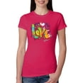 thumbnail image 1 of Colorful Rainbow Paint Love Streetwear Womens Slim Fit Junior Tee, Raspberry, Medium, 1 of 3