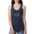 thumbnail image 1 of Wild Bobby, Colorful Rainbow Patterned Butterfly Animal Lover Ladies Racerback Tank Top, Navy, Small, 1 of 3