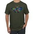 thumbnail image 1 of Wild Bobby, Colorful Rainbow Patterned Butterfly Animal Lover Men's Graphic T-Shirt, Military Green, Large, 1 of 3