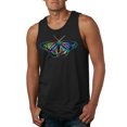 thumbnail image 1 of Colorful Rainbow Patterned Butterfly Animal Lover Mens Graphic Tank Top, Black, Small, 1 of 3