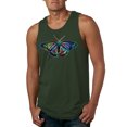 thumbnail image 1 of Wild Bobby, Colorful Rainbow Patterned Butterfly Animal Lover Mens Graphic Tank Top, Forest Green, Small, 1 of 3