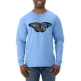 thumbnail image 1 of Wild Bobby, Colorful Rainbow Patterned Butterfly Animal Lover Mens Long Sleeve Shirt, Light Blue, Medium, 1 of 3