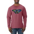 thumbnail image 1 of Wild Bobby, Colorful Rainbow Patterned Butterfly Animal Lover Mens Long Sleeve Shirt, Vintage Heather Red, Small, 1 of 3
