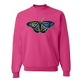 thumbnail image 1 of Wild Bobby, Colorful Rainbow Patterned Butterfly Animal Lover Unisex Crewneck Graphic Sweatshirt, Fuschia, 3XL, 1 of 3