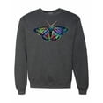 thumbnail image 1 of Wild Bobby, Colorful Rainbow Patterned Butterfly Animal Lover Unisex Crewneck Graphic Sweatshirt, Heather Black, 3XL, 1 of 3