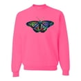 thumbnail image 1 of Wild Bobby, Colorful Rainbow Patterned Butterfly Animal Lover Unisex Crewneck Graphic Sweatshirt, Neon Pink, 3XL, 1 of 3