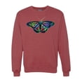 thumbnail image 1 of Wild Bobby, Colorful Rainbow Patterned Butterfly Animal Lover Unisex Crewneck Graphic Sweatshirt, Vintage Heather Red, Medium, 1 of 3