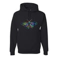 thumbnail image 1 of Wild Bobby, Colorful Rainbow Patterned Butterfly Animal Lover Unisex Graphic Hoodie Sweatshirt, Black, Small, 1 of 3