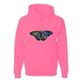 thumbnail image 1 of Wild Bobby, Colorful Rainbow Patterned Butterfly Animal Lover Unisex Graphic Hoodie Sweatshirt, Neon Pink, Large, 1 of 3