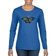 thumbnail image 1 of Wild Bobby, Colorful Rainbow Patterned Butterfly Animal Lover Womens Graphic Long Sleeve T-Shirt, Royal, Medium, 1 of 3