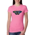 thumbnail image 1 of Wild Bobby, Colorful Rainbow Patterned Butterfly Animal Lover Womens Slim Fit Junior Tee, Hot Pink, 2XL, 1 of 3