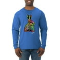 thumbnail image 1 of Wild Bobby, Colorful Rainbow Pomeranian Dog Animal Lover Mens Long Sleeve Shirt, Royal, 3XL, 1 of 3
