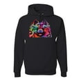 thumbnail image 1 of Wild Bobby, Colorful Rainbow Pomeranian Dog Animal Lover Unisex Graphic Hoodie Sweatshirt, Black, Small, 1 of 3