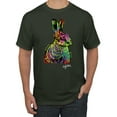 thumbnail image 1 of Wild Bobby, Colorful Rainbow Rabbit Animal Lover Men's Graphic T-Shirt, Forest Green, X-Large, 1 of 3