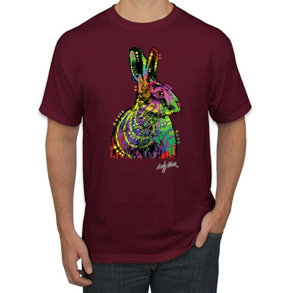 Wild Bobby, Colorful Rainbow Rabbit Animal Lover Men's Graphic T-Shirt, Maroon, X-Large
