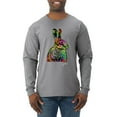 thumbnail image 1 of Wild Bobby, Colorful Rainbow Rabbit Animal Lover Mens Long Sleeve Shirt, Heather Grey, 3XL, 1 of 3