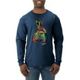 thumbnail image 1 of Wild Bobby, Colorful Rainbow Rabbit Animal Lover Mens Long Sleeve Shirt, Vintage Heather Navy, 3XL, 1 of 3