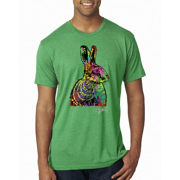 Wild Bobby, Colorful Rainbow Rabbit Animal Lover Mens Premium Tri Blend T-Shirt, Envy, Small